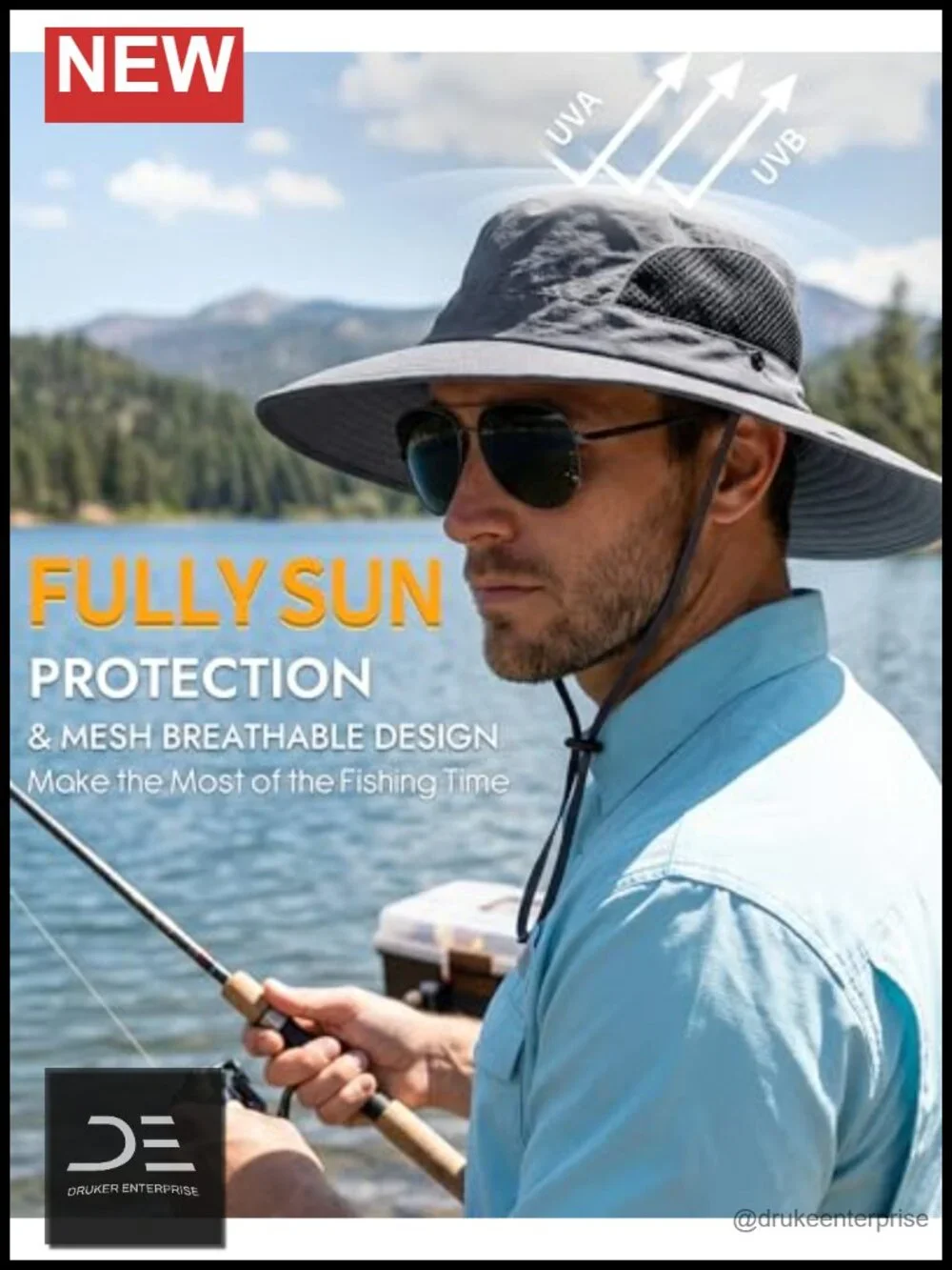UV Protection Wide Brim Bucket Hat Waterproof Foldable Fishing Hiking Safari Hat